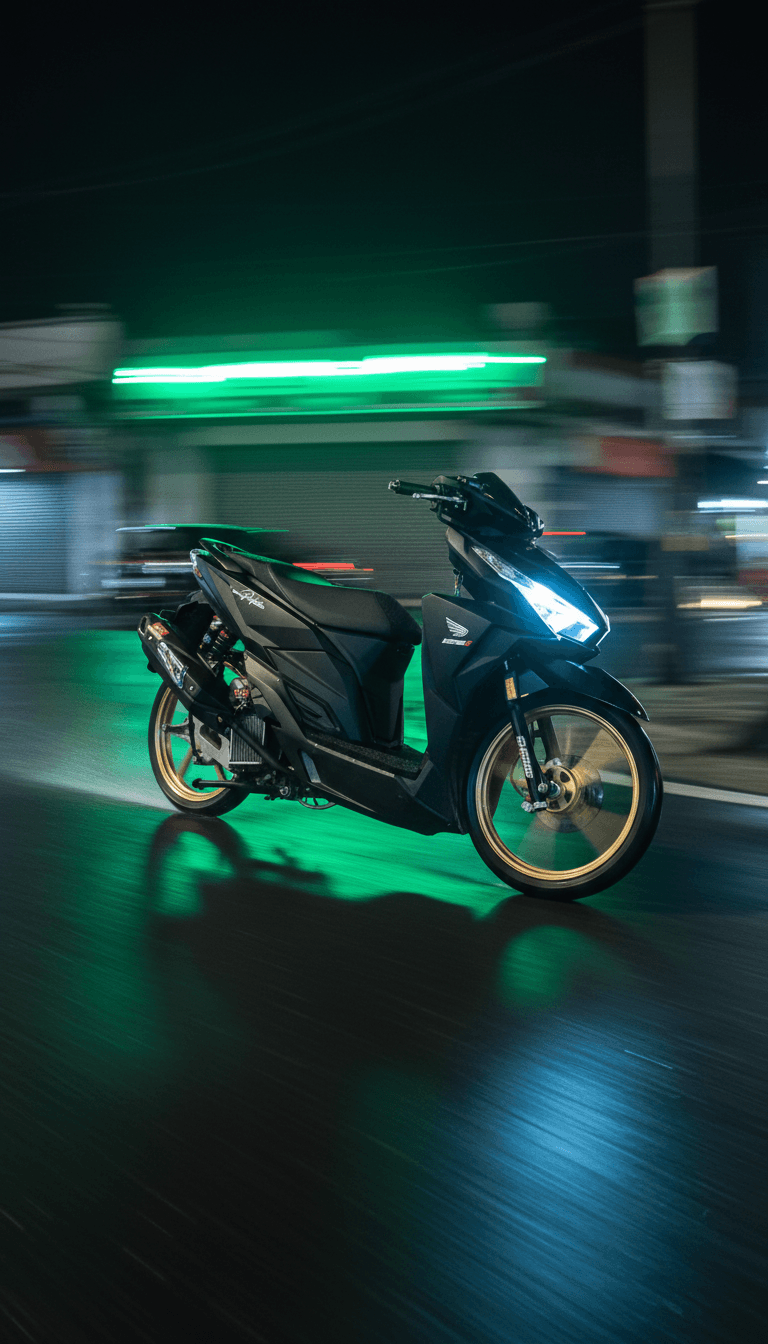 rinikurniawati2306による'Gas Sampai Pagi'の最終的な魅力的なミュージックビデオフレーム。ユーザーが自身の音楽ビジュアライザープロジェクトのためにfreebeat.aiプラットフォームを試すよう促しています。