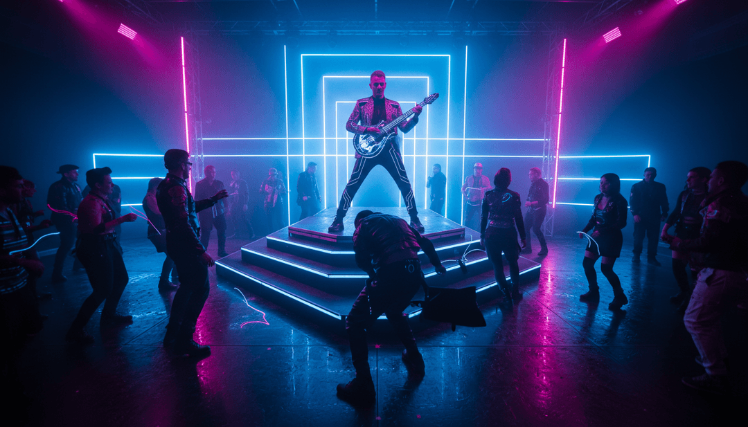 पार्टी के जीवंत दृश्यों के साथ गतिशील दृश्य प्रभाव