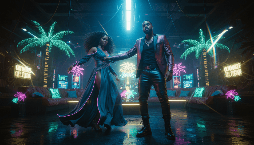 AI generating vibrant scenes inspired by the song's beats