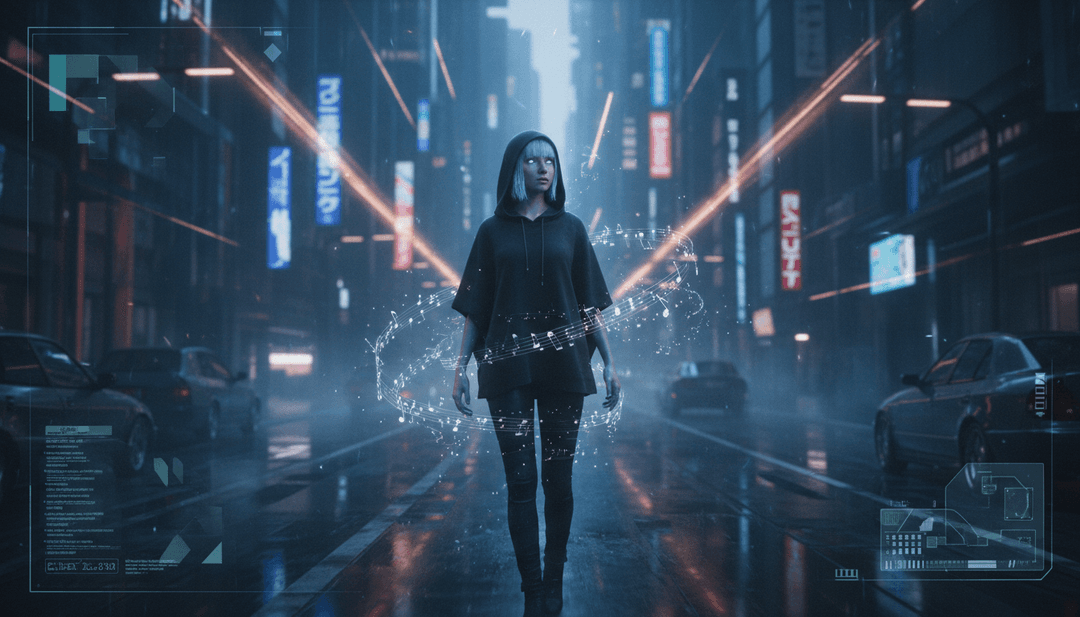 गीत के अलगाव विषय को दर्शाते हुए अमूर्त ब्रह्मांडीय दृश्य