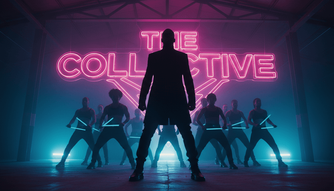 हाउस, इलेक्ट्रॉनिक और हिप हॉप संगीत शैलियों के मिश्रण का प्रतीकात्मक सार डिजिटल कला।