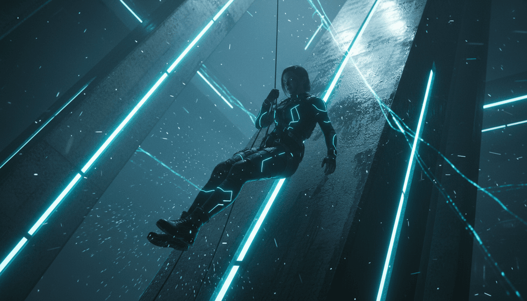 一个分屏显示 MP3 音频文件转换为 MP4 视觉流,场景描绘了歌曲的情感成长和强劲的摇滚元素。