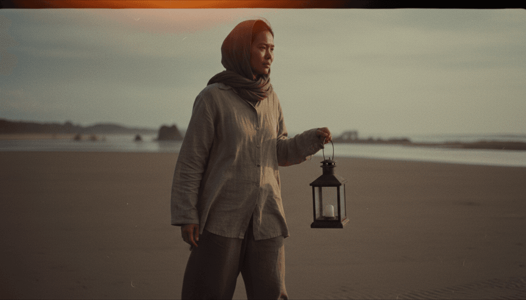 एआई भावुक पियानो नोट्स और एक विचारशील गायक की व्याख्या कर रहा है, जो एक फिनिश लाइन की ओर यात्रा की कल्पना कर रहा है।