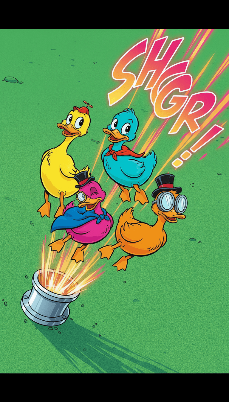 Freebeat.ai 对 silviumadalin90 的 'Ratele vesele.mp3' 进行 AI 分析,展示了活泼的儿童音乐和拉丁流行音乐影响,配以鲜艳的色彩和音符。