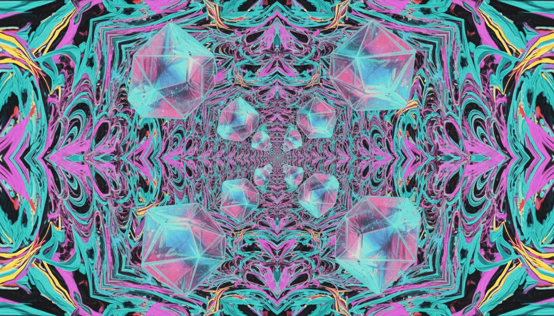 Visuais dinâmicos de uma cidade futurista à noite, com luzes neon pulsando ao ritmo de uma batida house, representando a conversão de música para vídeo.