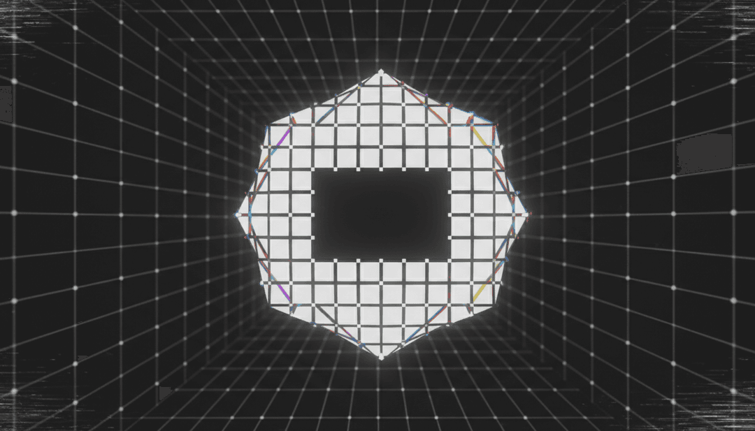 Visuais abstratos de paisagem digital para 'algorithm age' by v5 gerados por IA.