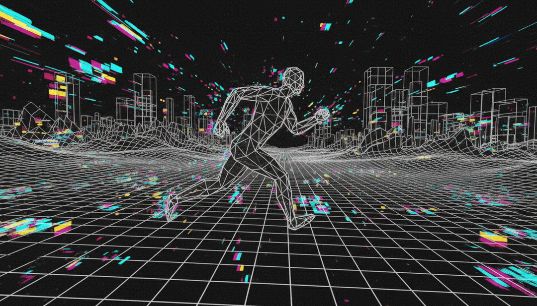 Animações digitais dinâmicas sincronizando com as batidas eletrônicas de 'algorithm age' by v5.