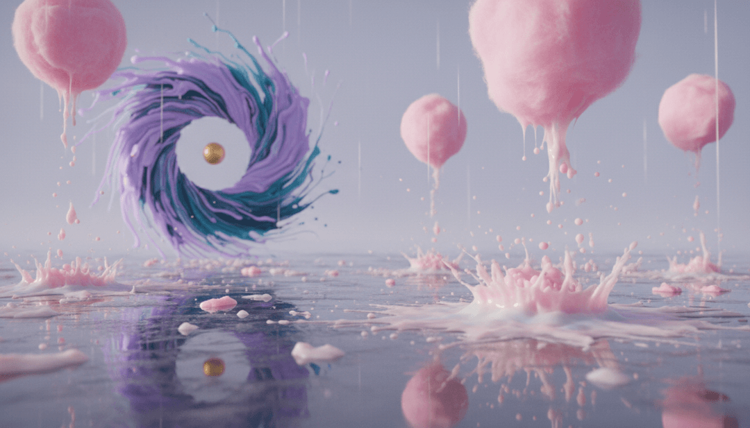 冰淇淋河流穿过星域的动态视觉效果,与 'Tutto è Gelato e Stelle (2).mp3' 的流行和独立流行节拍同步,由 freebeat.ai 生成。