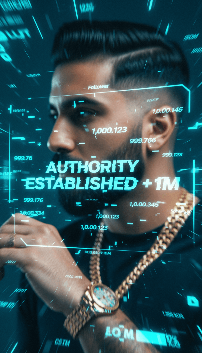 Un creador radiante mirando una pantalla de alta definición que muestra un video musical enérgico, generado por IA, celebrando su éxito con un generador de portadas de música y una herramienta de video de primer nivel.