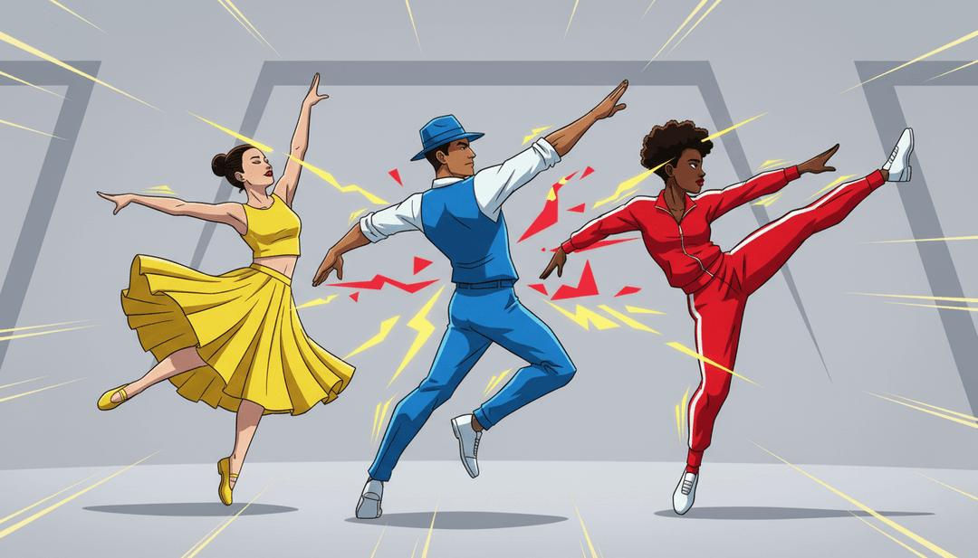 动画角色表演同步舞蹈动作和计数序列的动态视觉效果,与 'Jump, Jive, Count to Three' 的流行节奏完美契合。