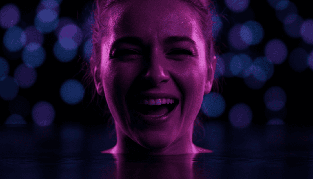 एक दिव्य चमक के नीचे नर्तकों के गतिशील दृश्य, एक केंद्रीय बिंदु से निकलने वाली ध्वनि की तरंगें, एक MP3 से MP4 वीडियो में परिवर्तन को दर्शाते हुए।