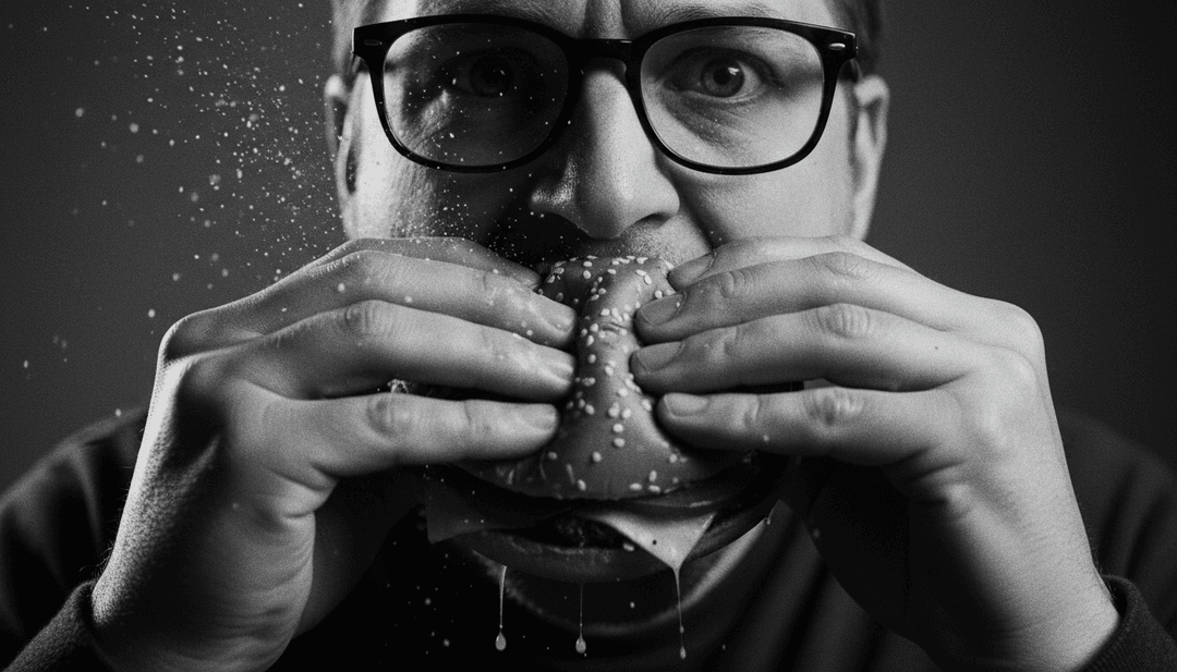 Visualização digital de um motor de IA analisando o ritmo big beat e conceituando imagens relacionadas a alimentos para '02 eu gosto de comida .mp3'.