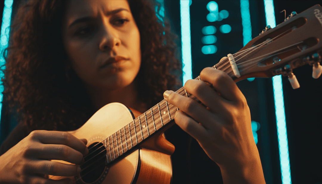 抽象数字艺术,可视化声波和数据流,代表 Forró 歌曲的“科技”方面。