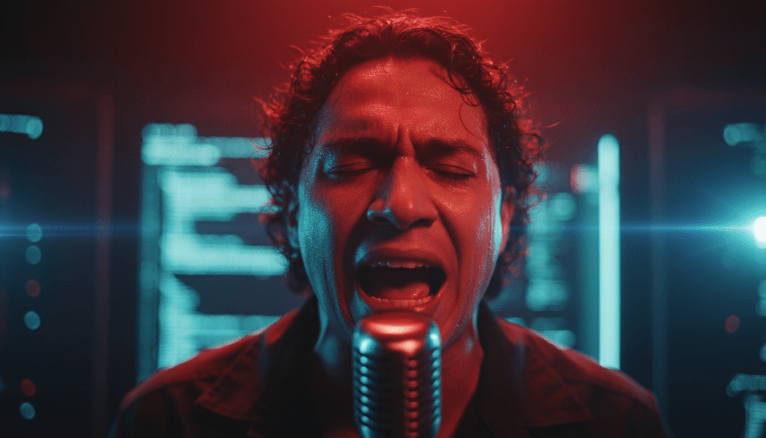 舞池充满活力的数字动画,随着灯光跳动,反映出 Forró 节奏和科技主题。