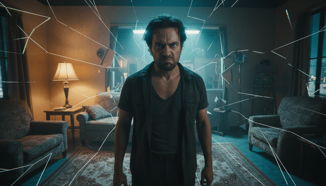 Visuais abstratos representando ritmo de música eletrônica e interpretação de IA.