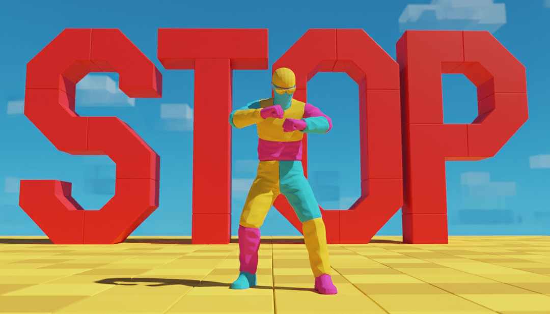 Elementos visuais dinâmicos como texto animado mostrando as letras de 'Stop Bullying', sincronizados com imagens vibrantes e inspiradoras de indivíduos diversos colaborando e superando desafios, impulsionados por uma batida poderosa.