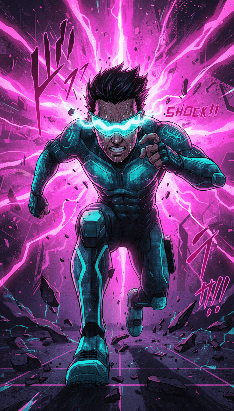 Um usuário orgulhosamente compartilhando seu videoclipe gerado por IA para '' by '' nas redes sociais, mostrando a interface fácil de usar do freebeat.ai.