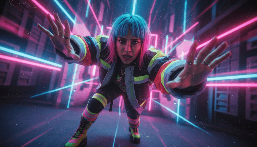 为 'Not Everything Belongs In Your Mouth.mp3' 生成的充满活力且已完成的 AI 音乐视频的动态最终场景, featuring lyricalturntable942 标志,角落带有 freebeat.ai 的 subtle 水印。