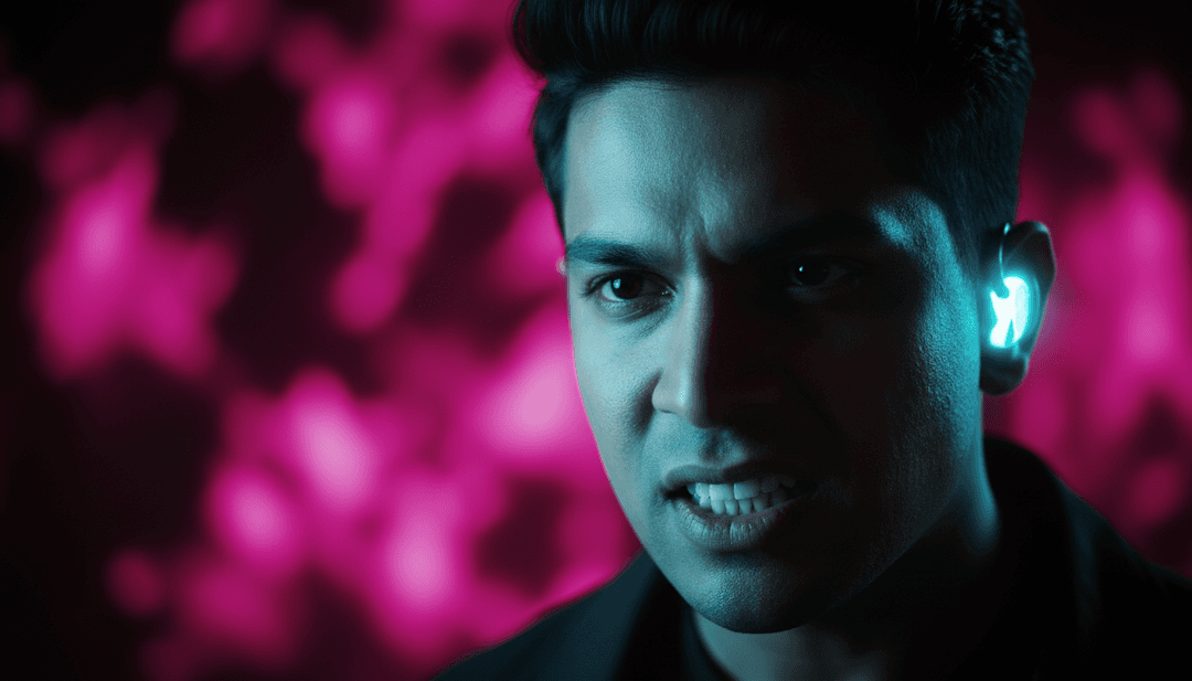 AI 视觉化器解释复杂的音频波形,将都市嘻哈美学与原始摇滚能量和黑暗 Trap metal 强度融合,用于 (Hook) by abhinav725。