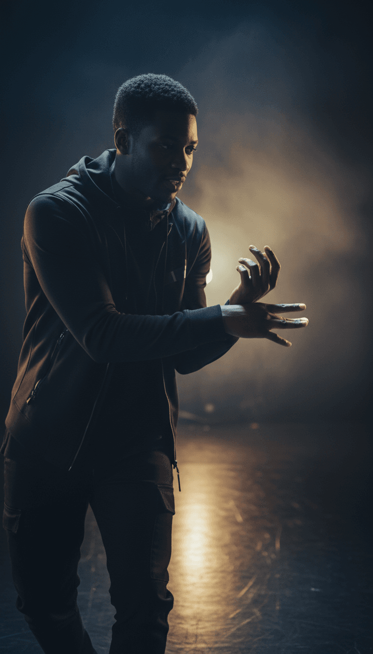 Animazione concettuale di una traccia reggae dancehall "The Way She Move - Remastered 2024" di heiWr, che mostra le onde sonore trasformarsi in elementi visivi dinamici con freebeat.ai.