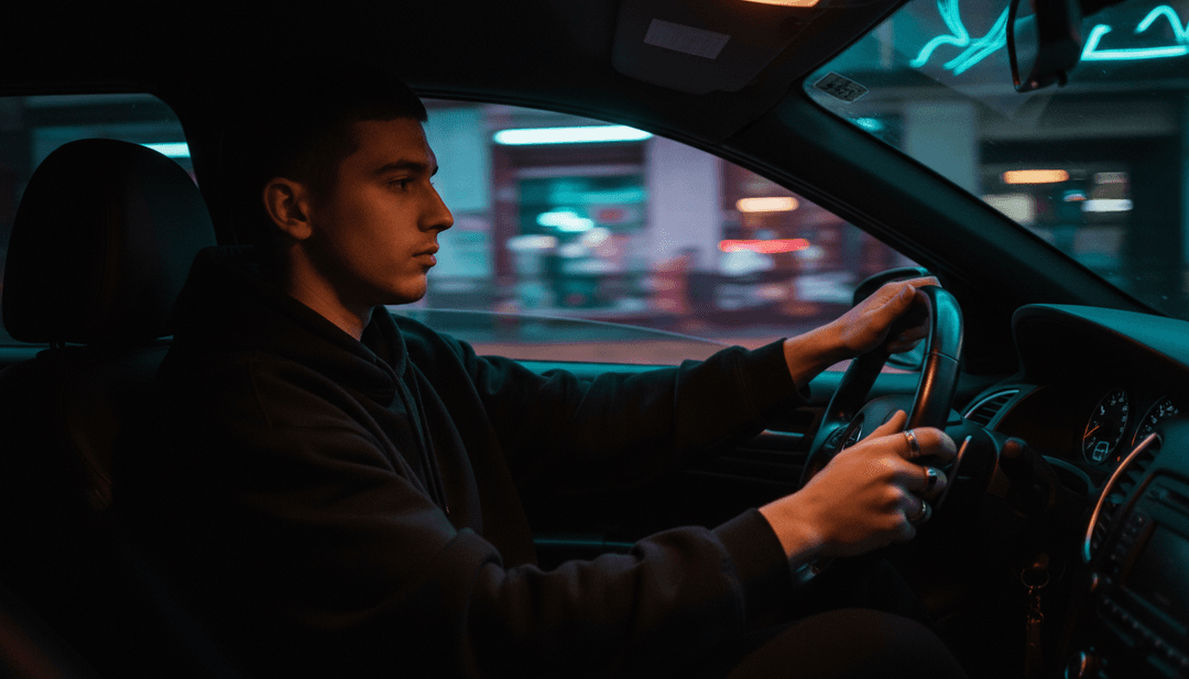 AI正在分析嘻哈Trap节拍的复杂音频波形,将数据模式可视化为未来派游戏界面或城市地图。