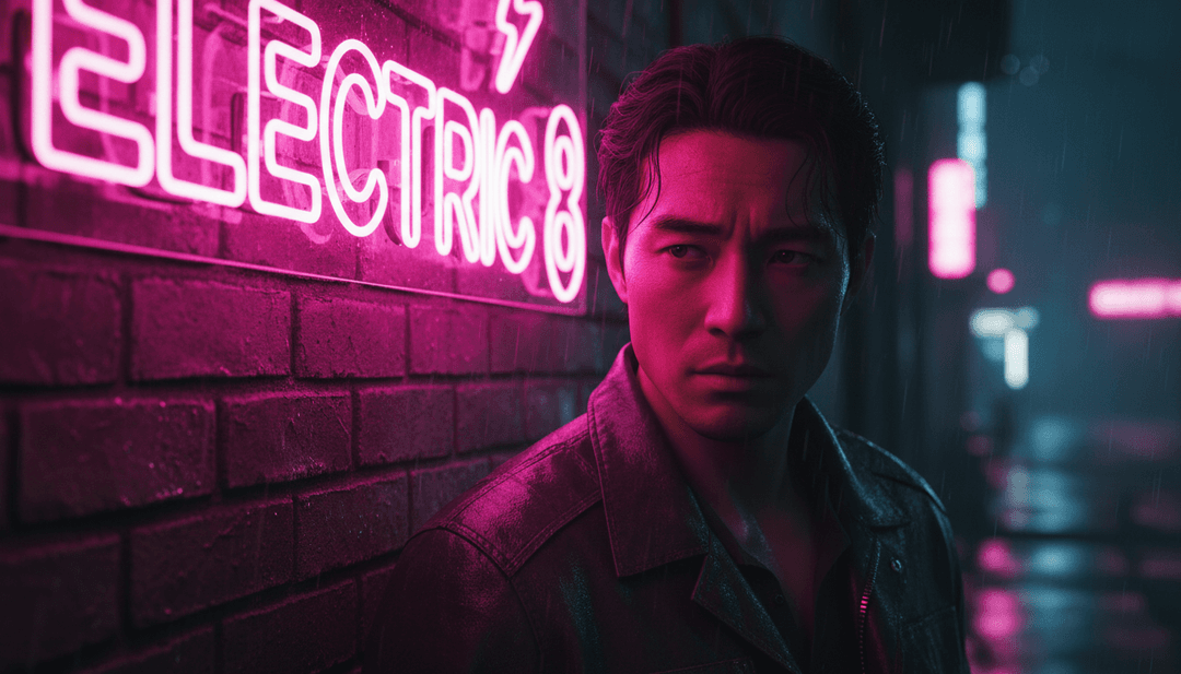 Rappresentazione visiva di un file audio MP3 che si converte in un video MP4, con elementi visivi astratti sincronizzati con un beat trap.