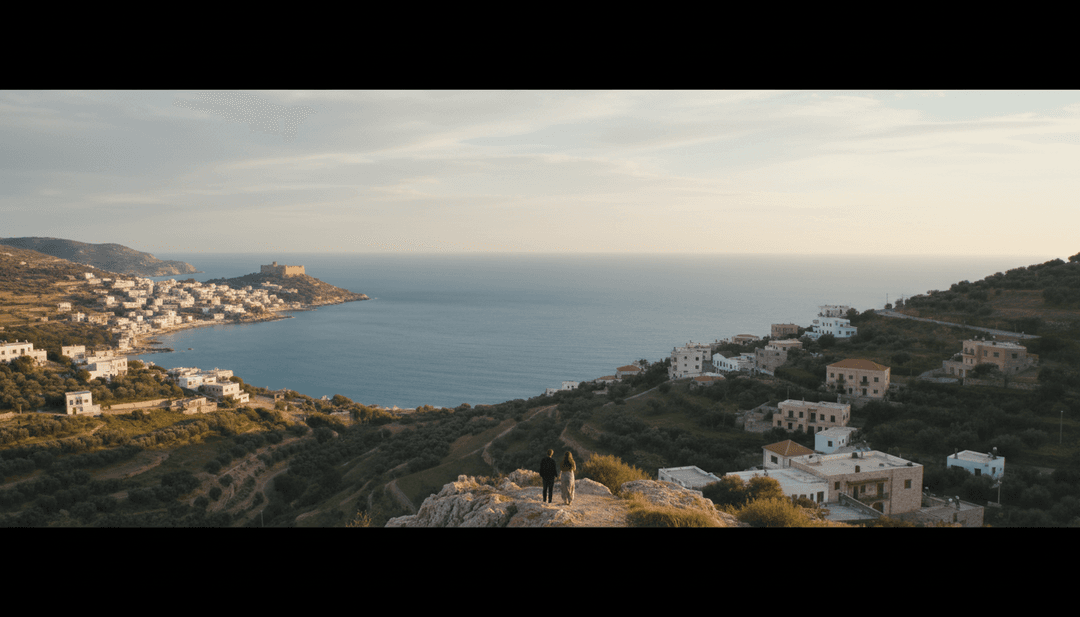 Um videoclipe futurista exibindo o resultado final de um gerador de videoclipes com IA, apresentando gráficos de alta qualidade e animação fluida para uma faixa de house árabe.