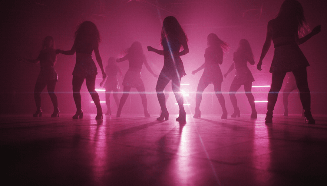 Cenas dinâmicas de vídeo musical geradas por IA para 'Shake It' de CASHMONEYQUICK, apresentando paisagens urbanas e movimentos de dança energéticos sincronizados com a batida.