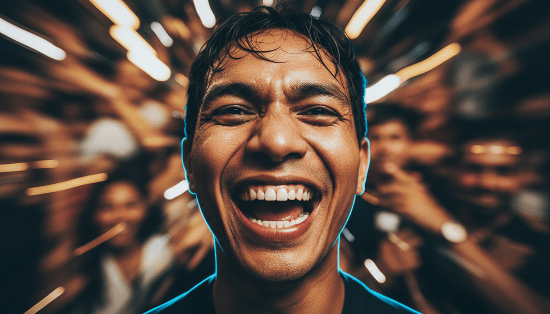 AI 生成的充满活力、高能量的音乐视频的最终镜头,显示“Xmas Guitar DnB .mp3”标题卡,鼓励用户创作。