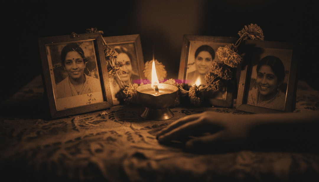 AIがv5の「माँ की याद」の波形と歌詞を分析し、記憶と郷愁を反映した概念的なビジュアルテーマを都会的な設定で生成。