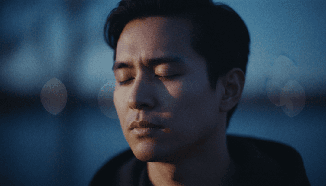 दृश्य जिसमें एक मधुर ध्वनिक गिटार रिफ एक ग्रामीण इलाके में सुनहरी प्रकाश किरणों में बदल रहा है, जिसमें अलौकिक कोरस चमकते स्वर्गीय आकृतियों द्वारा दर्शाए गए हैं।