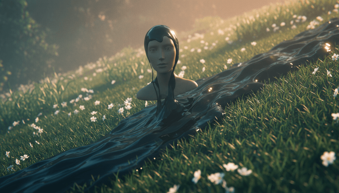 L'IA interprétant l'ambiance éthérée et intime de la chanson 'BIRDS OF A FEATHER' de Billie Eilish, visualisant des figures connectées dans un décor onirique.