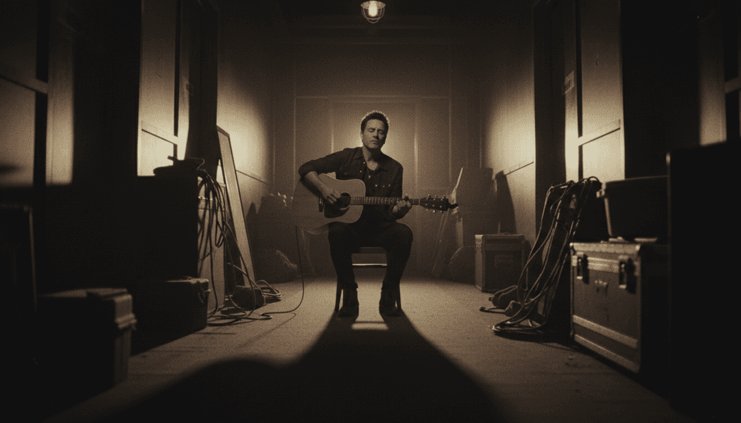 Billie Eilish के 'WILDFLOWER' के लिए एक AI-जनित दृश्य अवधारणा, जिसमें उदास, धुंधले आकाश के नीचे नाजुक जंगली फूल खिलते हुए दिखाए गए हैं, जो गीत के ध्वनिक इंडी पॉप अंदाज़ को दर्शाते हैं।