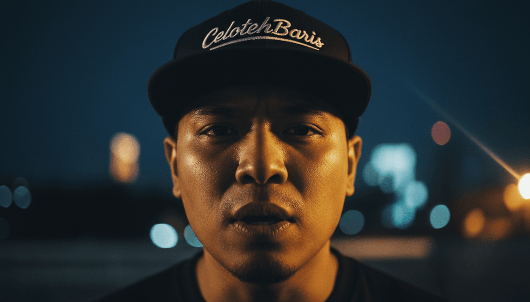 Elementos visuais dinâmicos como personagens animados dançando skank, arte de rua vibrante e raios de sol sincronizados com ritmos de reggae e ska, gerados para MAFIA BAYANGAN.mp3.