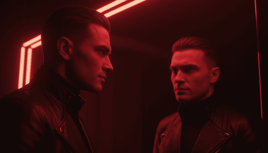 梦幻、模糊的画面中,一个人物在黄昏时望着窗外,反映出“Almost Yours (Alt R&B)”的独立流行和慢速氛围。