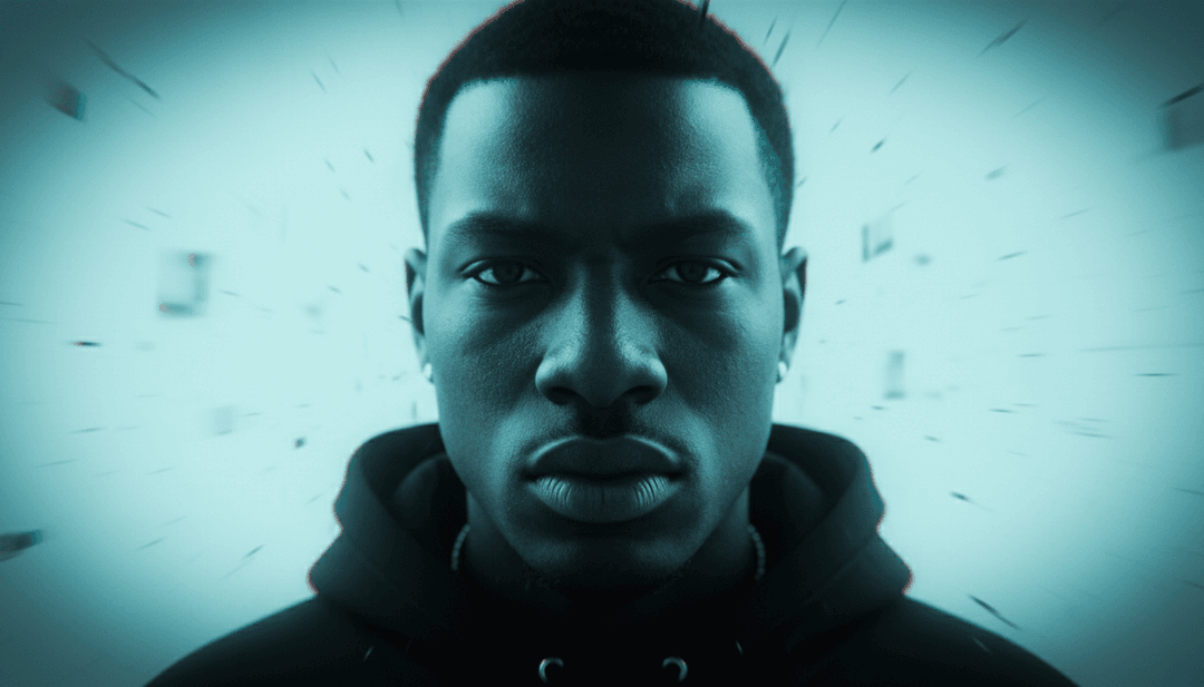 IA analysant l'énergie brute et les thèmes lyriques du morceau "Dumb N Dumber Flo" de Rio Da Yung OG, visualisant les éléments trap et hip-hop.