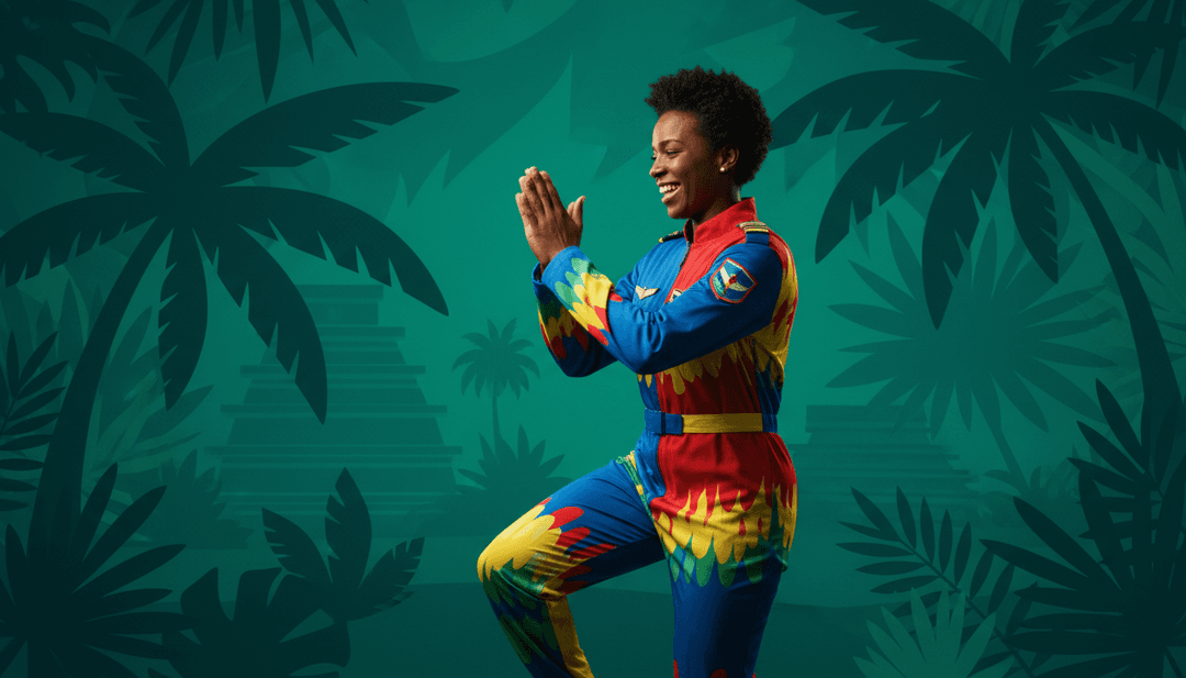 Escena vibrante generada por IA que muestra plumas de guacamayo animadas girando al ritmo de la salsa, con notas musicales estilizadas fluyendo hacia un río de color, reflejando el dinámico proceso del conversor de MP3 a MP4.