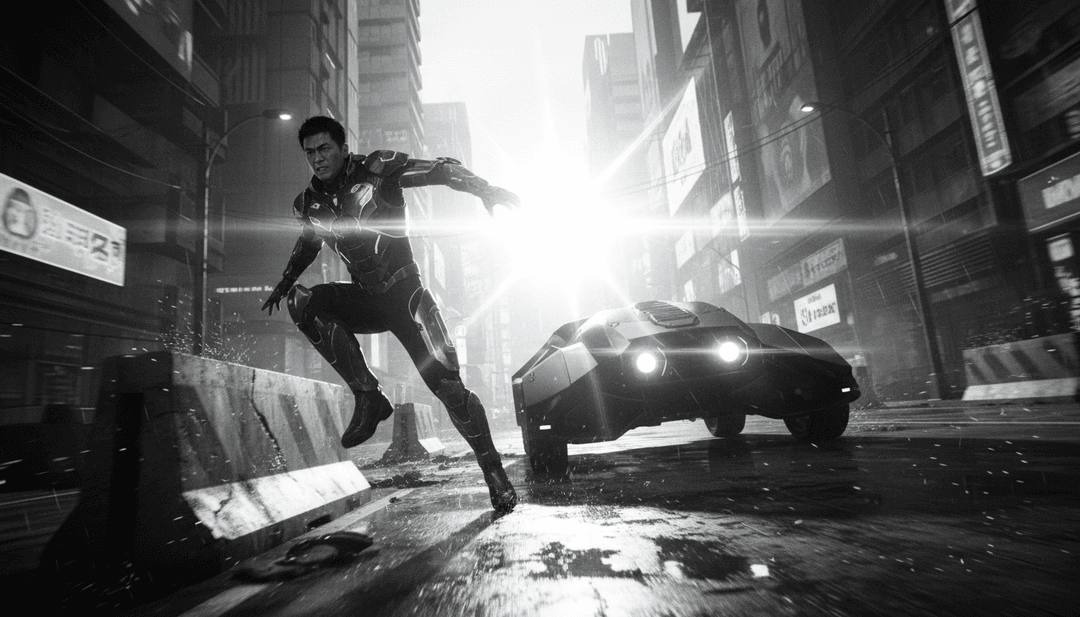 Visualizzatore dinamico che mostra il culmine del remix hardstyle di Renato Avallone, con intense luci laser, silhouette di folla energiche e un senso di movimento ad alta velocità.