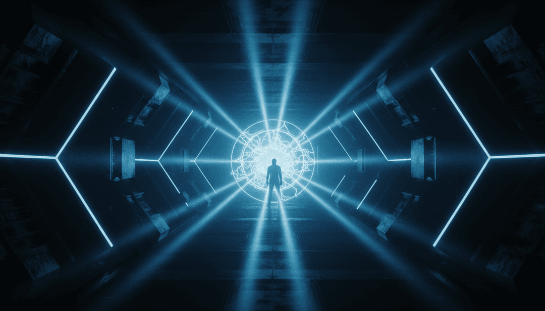 AI che analizza beat e testi hip-hop per un video musicale a tema natalizio, onde sonore luminose.