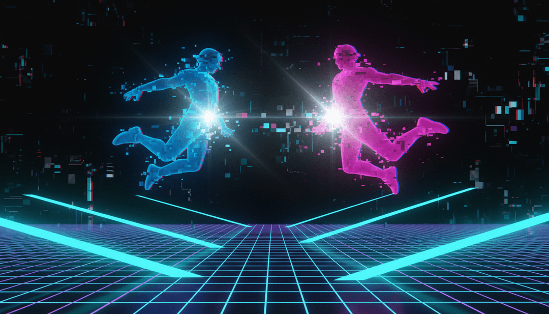 Un video musical terminado generado por IA para La Revolución Mexicana by Salvador reproduciéndose en una pantalla, con un usuario felizmente utilizando freebeat.ai para crear su propio video similar.