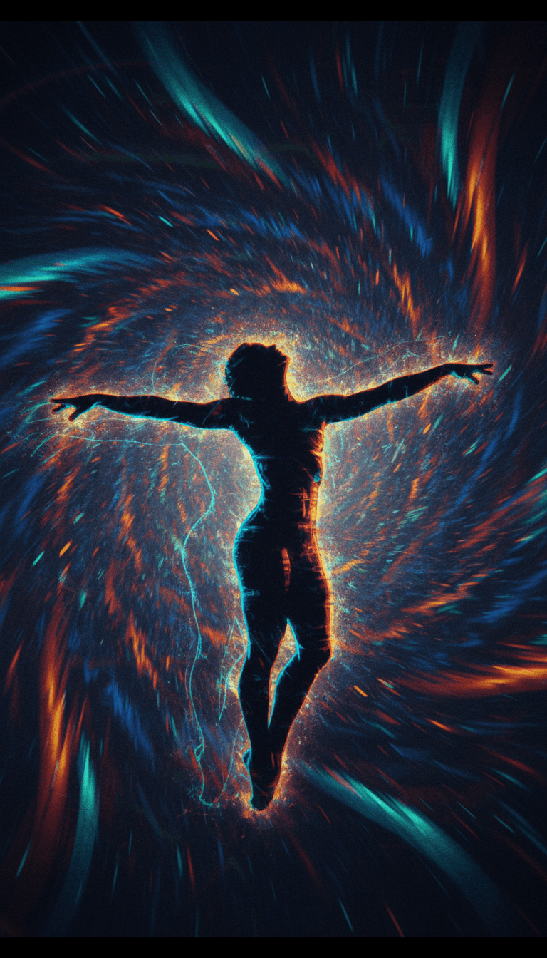 사용자가 freebeat.ai 인터페이스가 보이는 랩톱과 함께 대형 화면에서 완성된 AI 생성 뮤직비디오를 즐겁게 시청하는 모습.