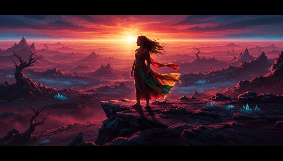 AI 分析 'Xmas Guitar DnB' 的声波,通过发光光轨和数字雪花可视化节日 DnB 能量。