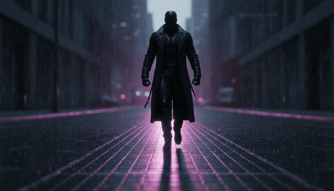 动态AI视觉效果,展示了脉动的霓虹灯、雾蒙蒙的城市景观和梦幻般的序列,将 v5 的 'I Walk Alone, Under Neon Rain' 转化为引人入胜的视觉故事。