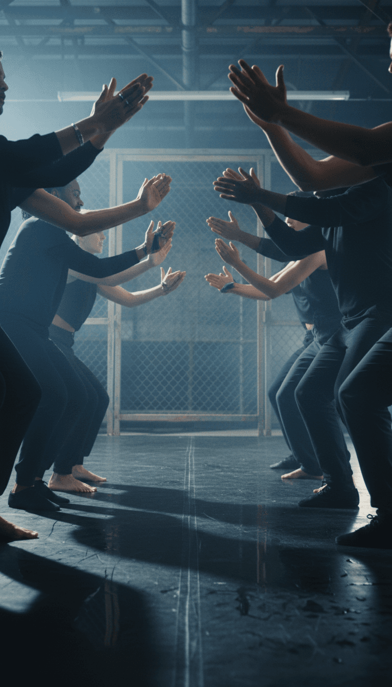 Dhol Drop Challenge Reel.mp3のミュージックビデオを概念化するために、音波と鮮やかなバングラダンスの動きを分析するAI。