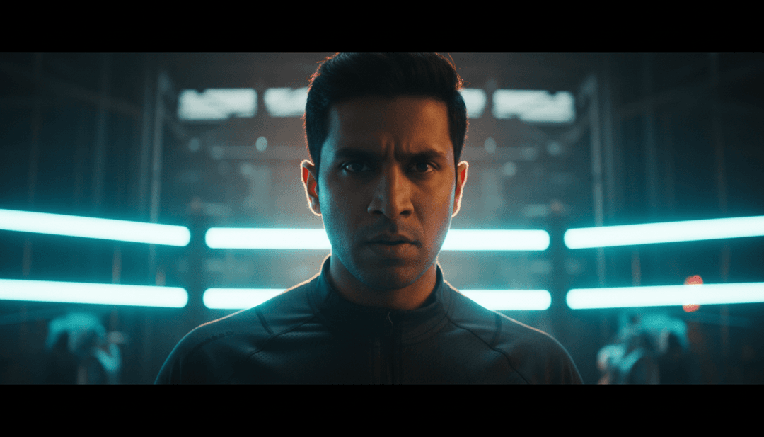 Dynamische, von KI generierte Musikvideoszenen mit abstrakten Visuals und synchronisierten Bewegungen