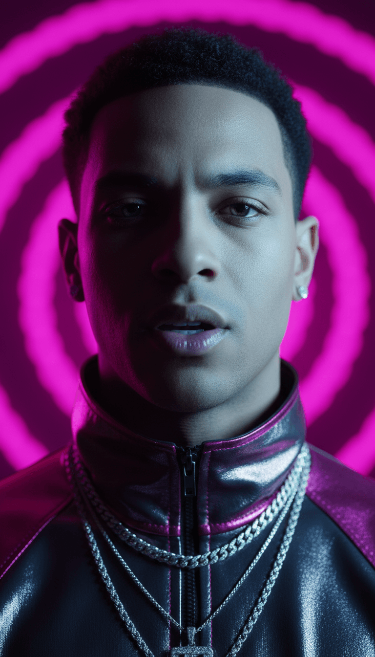 AI发光的神经网络可视化了现代R&B和Hip-Hop歌曲的节奏与流动,勾勒出旋律乐句和节拍跌宕。