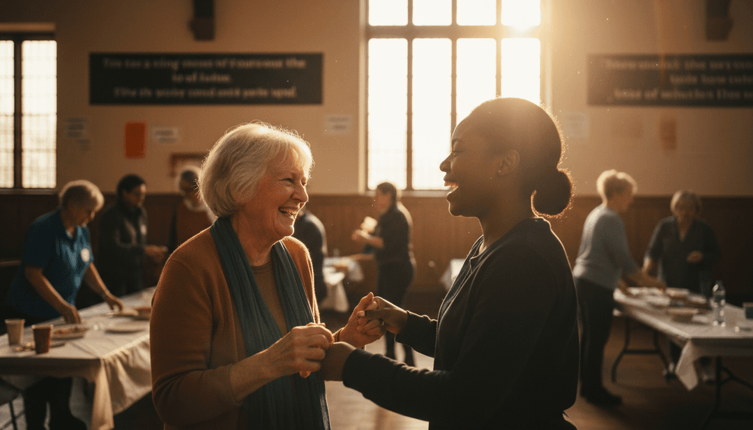 动态视觉效果,展现音符转化为流动的河流、光线和振奋人心的人物形象,灵感来源于福音音乐。