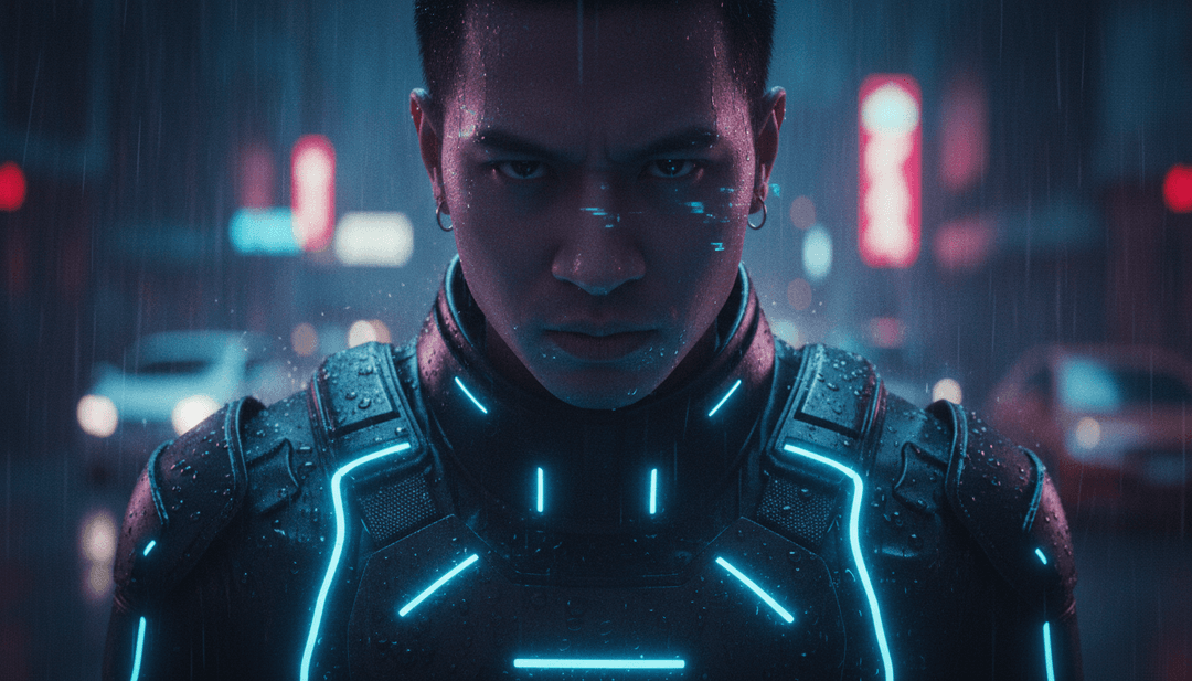 AI 将 'I Don't Care...' 中的嘻哈鼓点和合成器旋律转化为动态、快节奏的视频场景的视觉表现,其中包含城市景观和街头艺术。