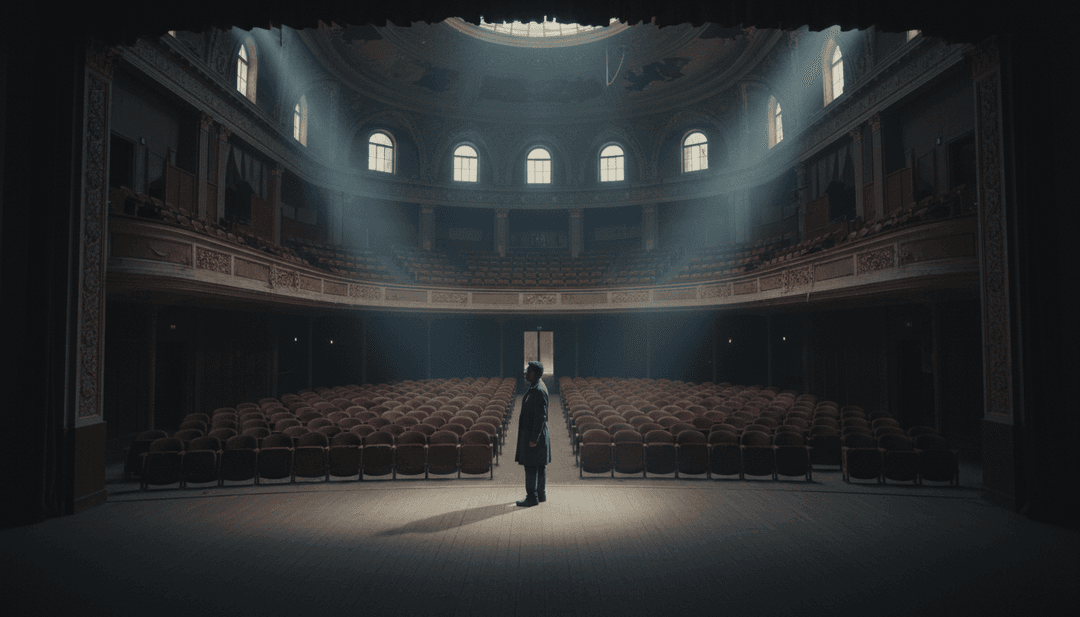 动态可视化器响应声码器合成的人声,复杂的曼荼罗随节拍演变,环境光线变化营造出电影般的氛围。