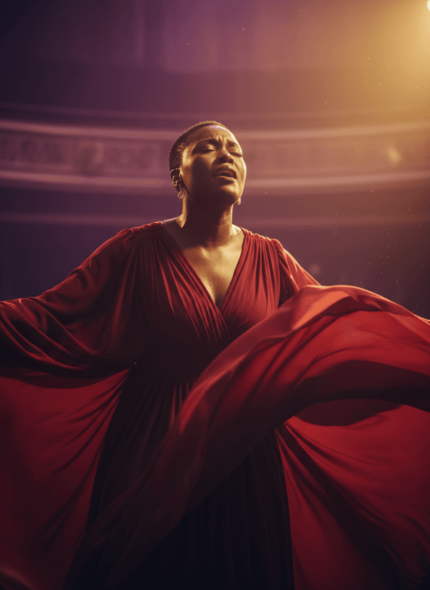 Padrões visuais dinâmicos se transformam e fluem, sincronizados perfeitamente com o ritmo soulful de R&B e as harmonias gospel de 'Alfa and Omega'.